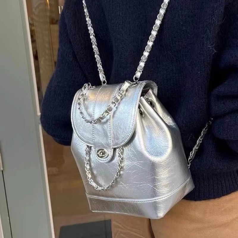 Picture of in stock South Korea Small Casual Crowd Bag Small Chanel Style Chain Bag Small Schoolbag Women's Bag Backpack Lightweight Backpack