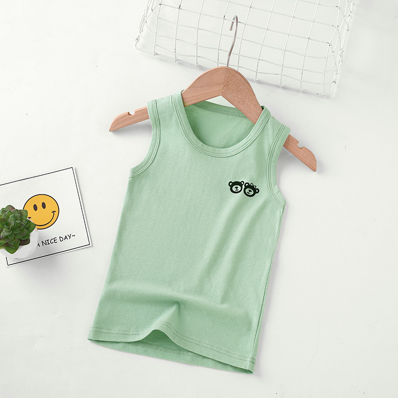Picture of Summer Children's loose casual I-shaped round neck vest boys and girls solid color cotton vest sleeveless undershirt bottoming top