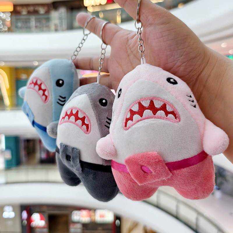 Picture of Marine Animal Shark Doll Creative Plush Doll Small Pendant Keychain School Bag Pendant Grabbing Doll Machine Wholesale