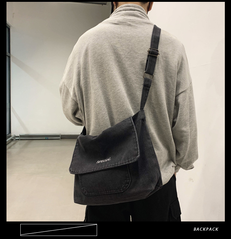 Picture of 2025 New Crossbody Denim Bag Men's and Women's Canvas Satchel Artistic Student Schoolbag Messenger Bag Simple Tweet Bag