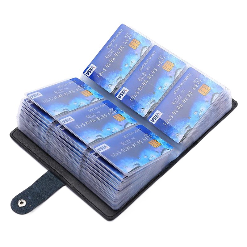 Super Large Capacity Leather Card Holder Men's Long Card Holder Women's Multi-Card Holder Cowhide Credit Card ID Bag Korean