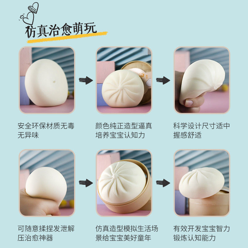 Picture of Internet Celebrity Barbecued Pork Bag Toy Sand Sculpture Simulation Fake Buns Decompression Soft Steamer Size Adult Tricky Vent Artifact Music