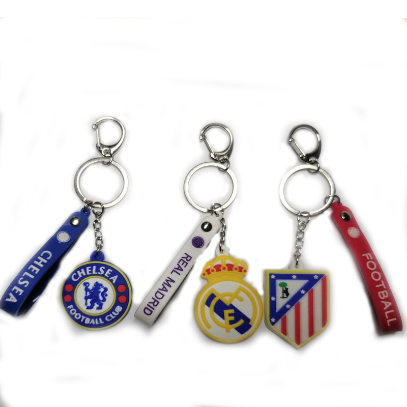 Real Madrid Atletico Paris Juventus AC inter Roman double-sided ball mark PVC Keychain D-shaped pendant fan gift supplies