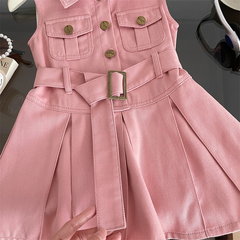 Picture of Girls Dress Summer 2025 New Children's Korean Style Sleeveless Vest Princess Dress Fashionable Summer Denim Dress Trendy