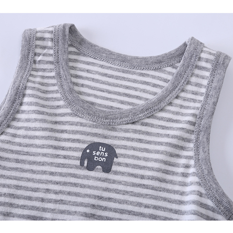 Picture of Summer Kidsren's Ribbed Vest Thin Bottoming Shirt for Small and Medium-Sized Kidsren 100 Cotton Air-Conditioned Clothing 2-Piece Wholesale