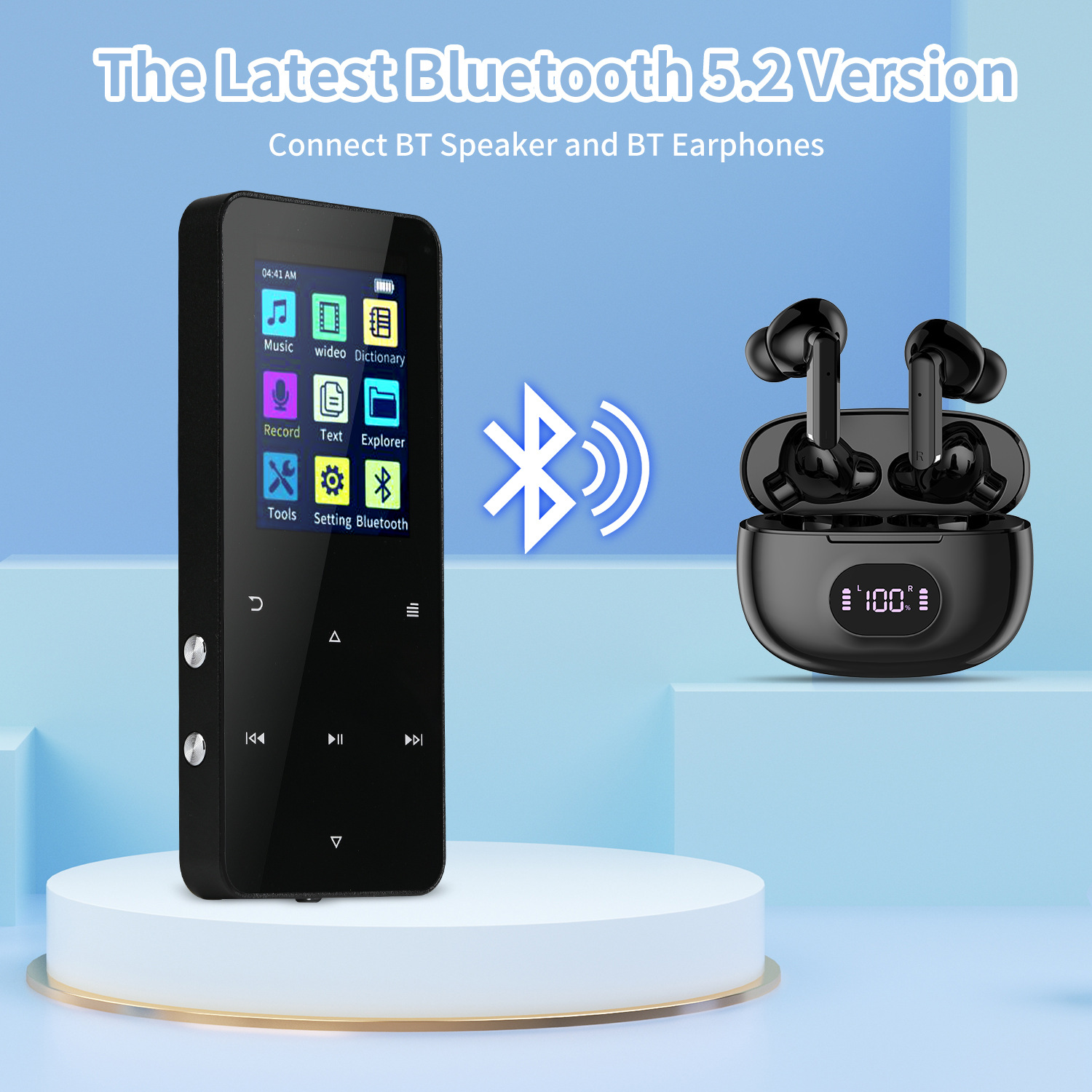 Foreign Trade Version New Metal MP3 Student Walkman Bluetooth MP4 Music Player Recording Novel External Insertable Card