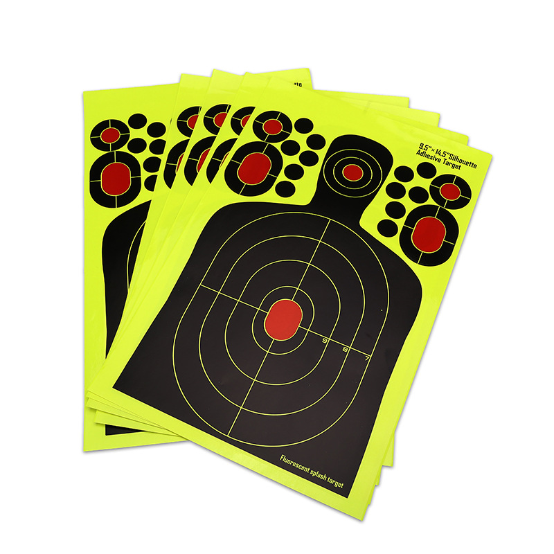 Picture of [9.5*14.5 inch 25 * 37cm] humanoid shooting target paper fluorescent adhesive hunting training splash effect