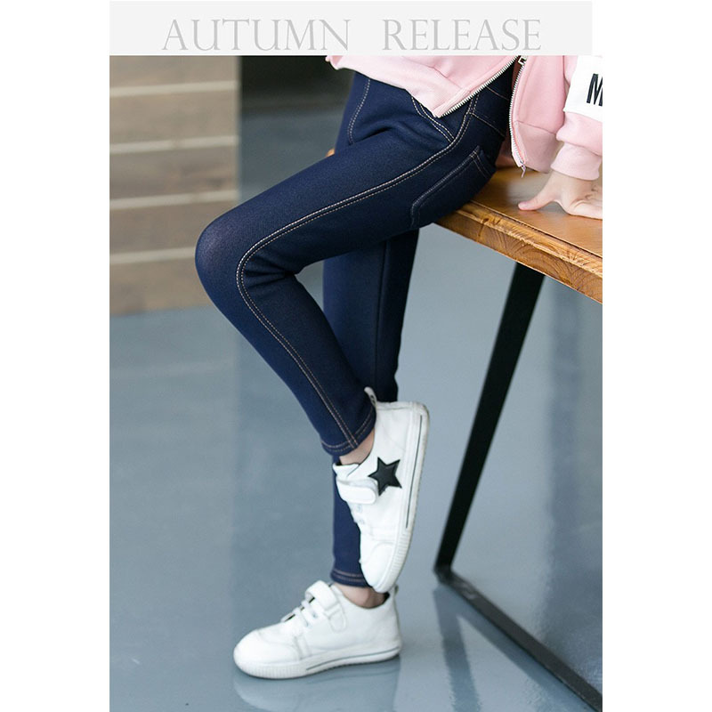 Picture of Children's Wear Winter New Thickened Large and Large Girls' Imitation Jeans Fashionable Korean Style Velvet Children's Small Foot Mouth Children's Pants