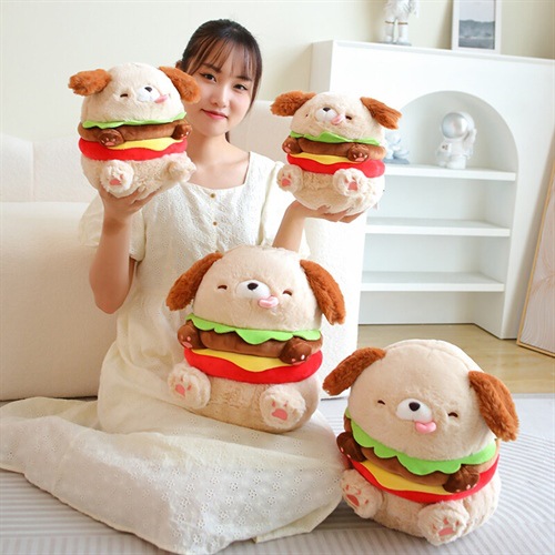 Picture of Cute creative hamburger dog doll Internet celebrity plush toy