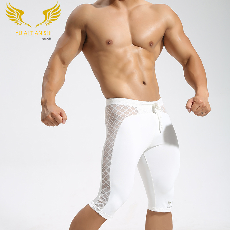 Picture of Wholesale Men's Sports Tight Running Pants Nylon Ice Silk Thin Pure Color Sexy Bottoming Fitness Pants for Men