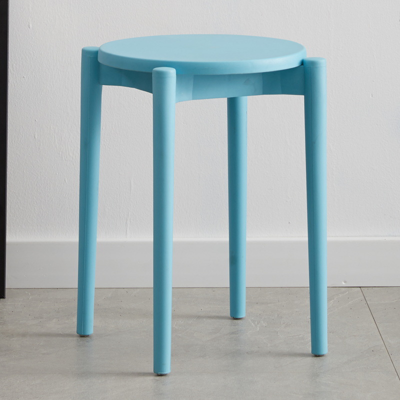 Picture of Plastic round stool home living room stackable stool modern simple color dining table and chair adult cooked plastic bench