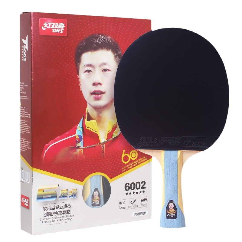 Picture of Red double happiness table tennis racket T6 star 6002 6006 straight plate horizontal plate double reverse glue positive and reverse long glue finished racket single