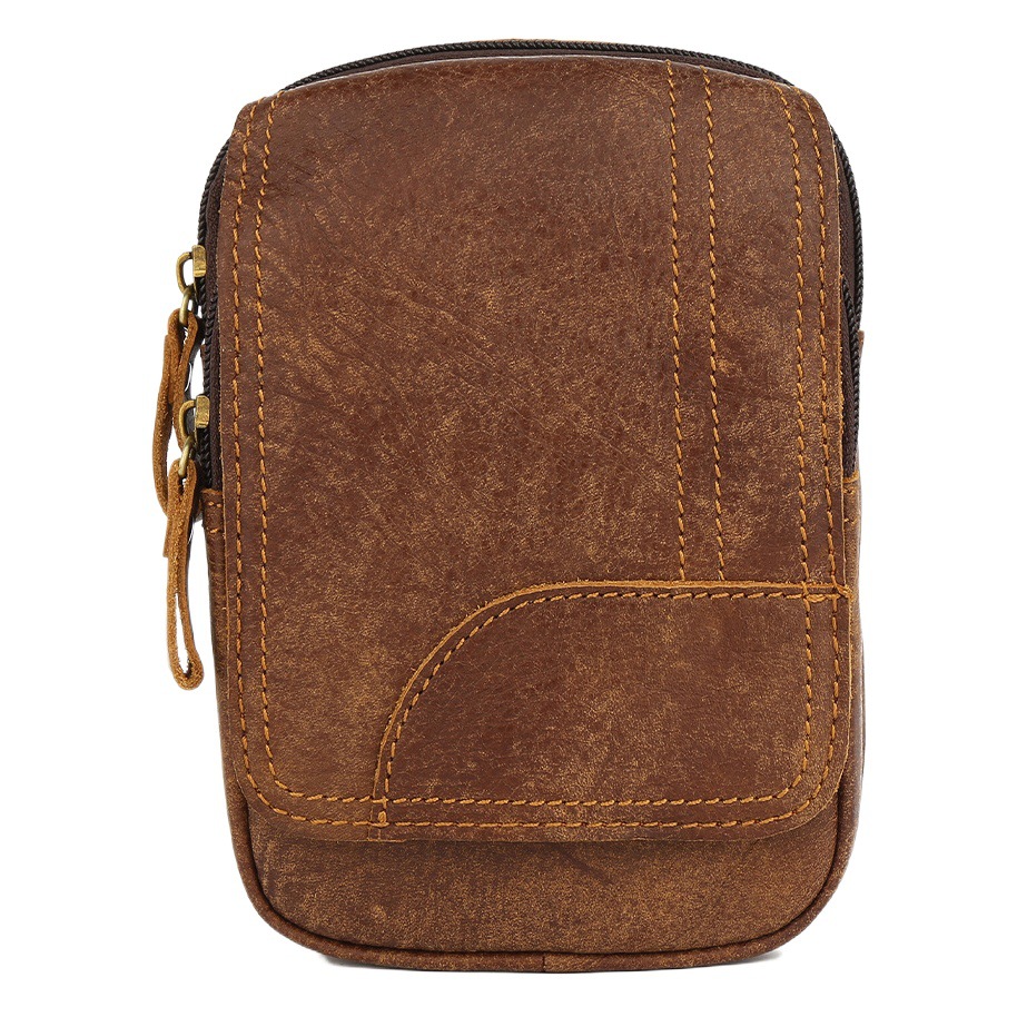New Retro Genuine Leather Waist Heap Layer Cowhide Wearing Belt Waist Bag Men's Riding Construction Site Work Hanging Bag for Men