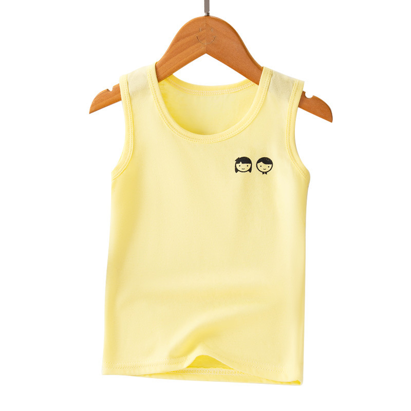 Picture of Summer Children's loose casual I-shaped round neck vest boys and girls solid color cotton vest sleeveless undershirt bottoming top