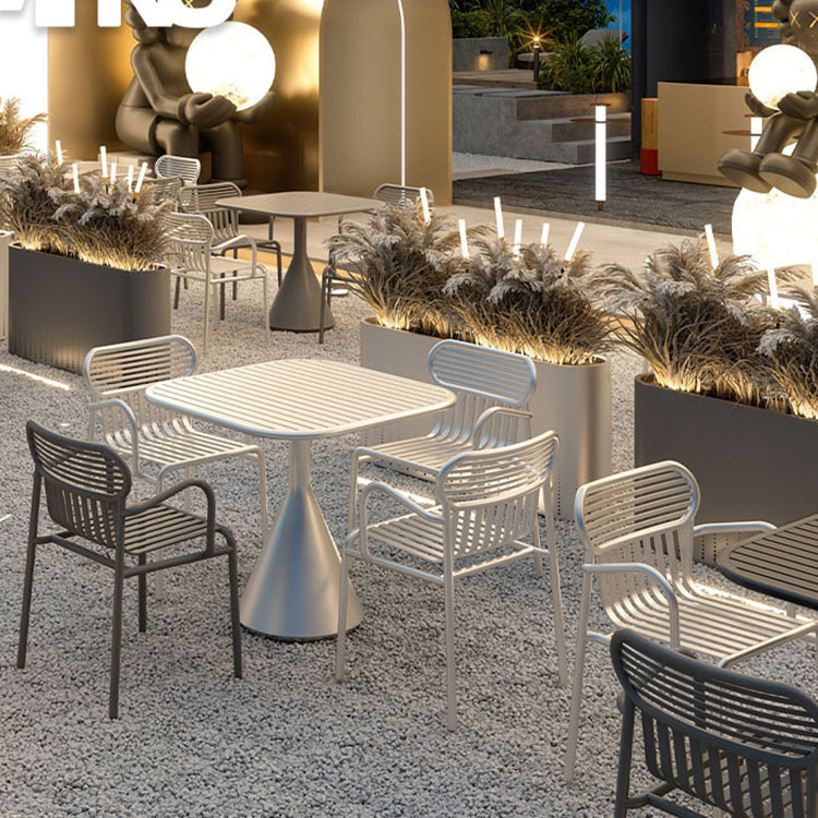 Picture of Internet Celebrity Courtyard Outdoor Tables and Chairs Commercial Restaurant Milk Tea Shop Outdoor Seat Table Balcony Open-Air Table and Chair Set