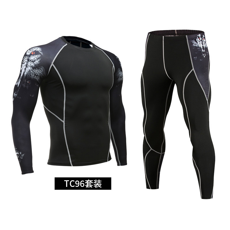 Picture of Fitness suit Men's Full Set Quick-Dry Basketball Printed Training Suit Tight Pants Running Travel Outdoor Fitness Suit