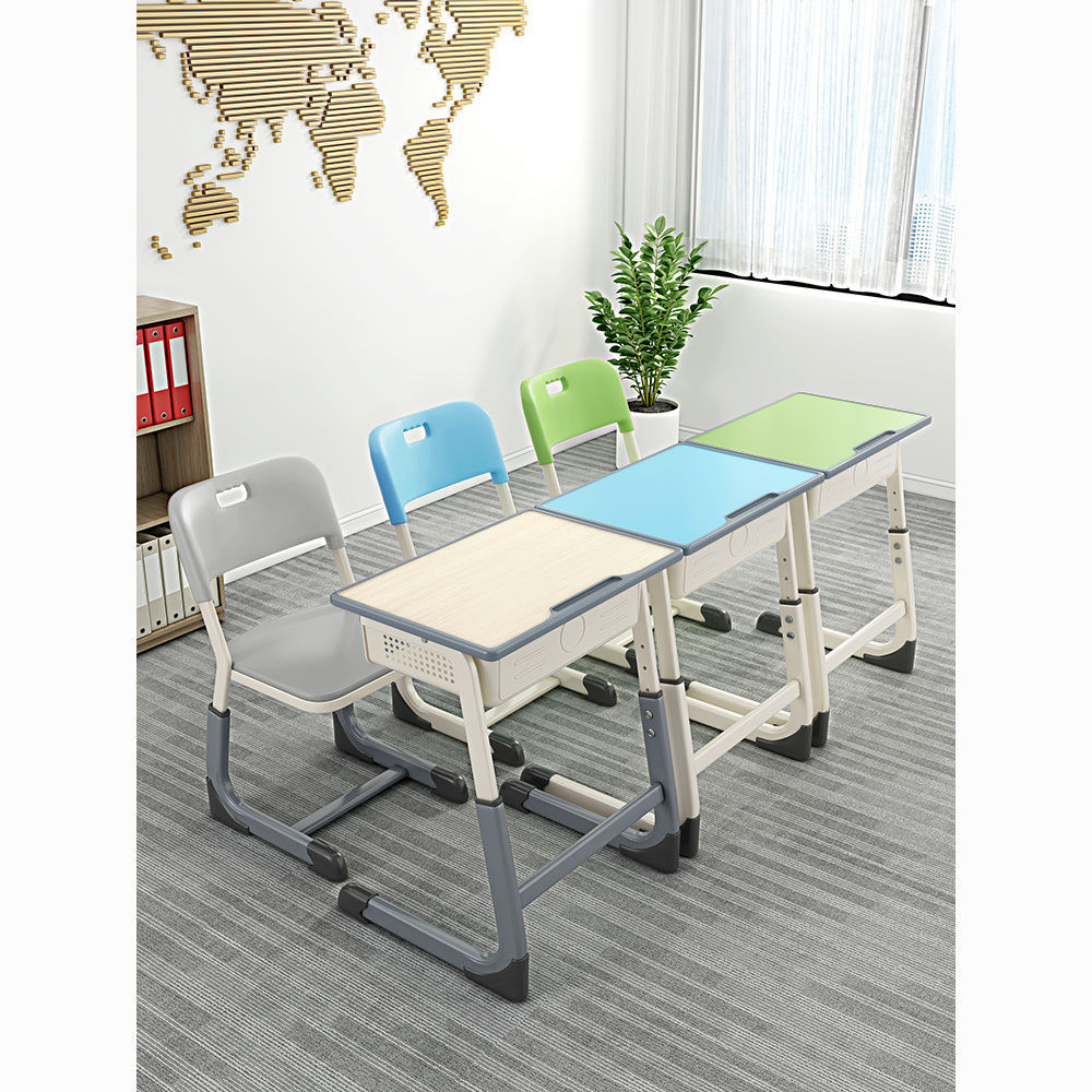 Liftable training class, school tutoring class, desk and chair, double primary and secondary school student chair, single study table and chair set factory