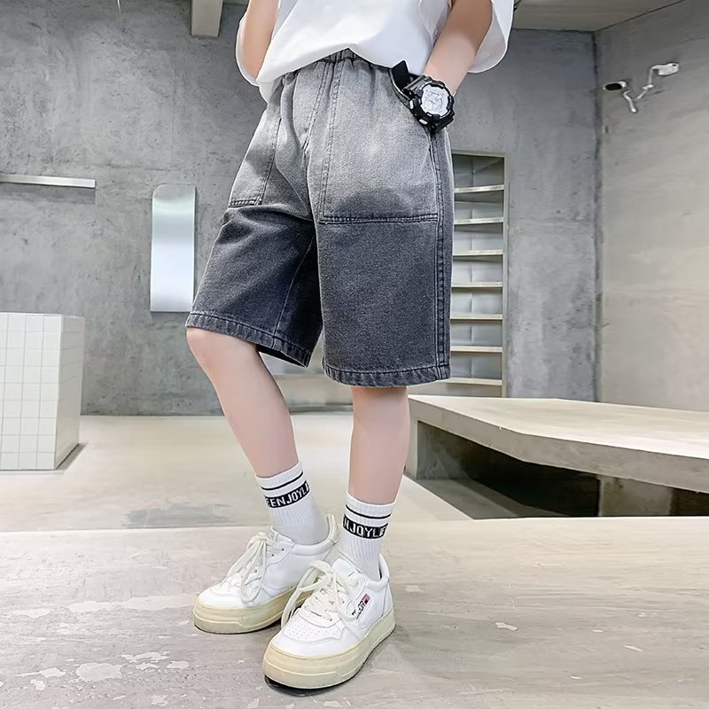 Picture of Boys' Cropped Pants Boys' Shorts Loose Children's Shorts Teenagers Kids Pants Wearing Western-style All-match Gradient