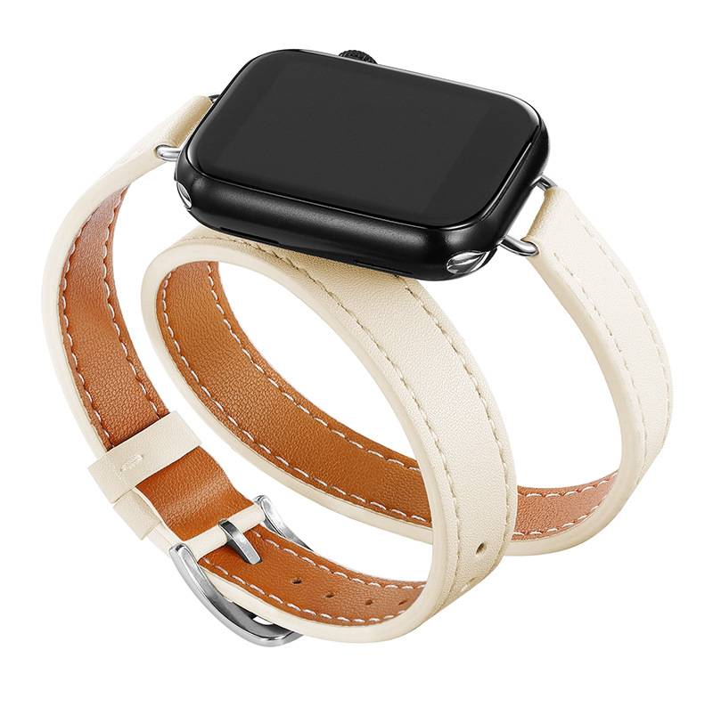 Picture of Suitable for Apple Watch Band Apple watch9/8/7/6/4 Slim-Fit Double-Circle Slim Waist Apple Leather Watch Band