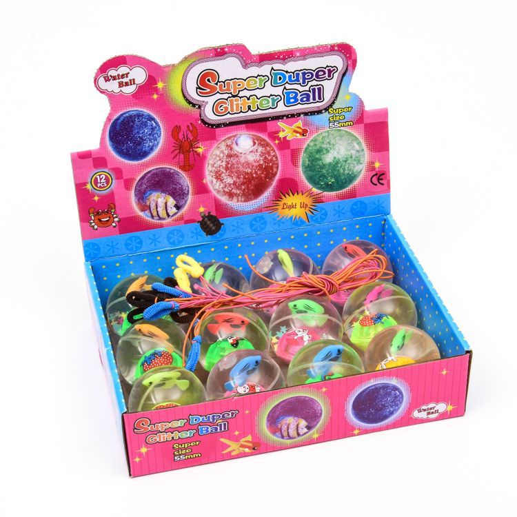 Picture of 5.5cm with rope flash crystal ball luminous elastic ball colorful jumping ball children's toy cartoon ball
