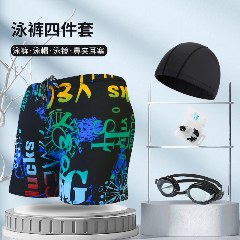 Picture of Explosions swimming trunks adult men's plus size anti-embarrassment boxer men's printing beach hot spring swimming trunks factory wholesale