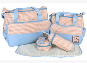 Picture of Fashionable Crossbody Waterproof Mummy Bag Five-piece Set Multi-functional Large Capacity Mother Bag Shoulder Portable Mother and Baby Bag