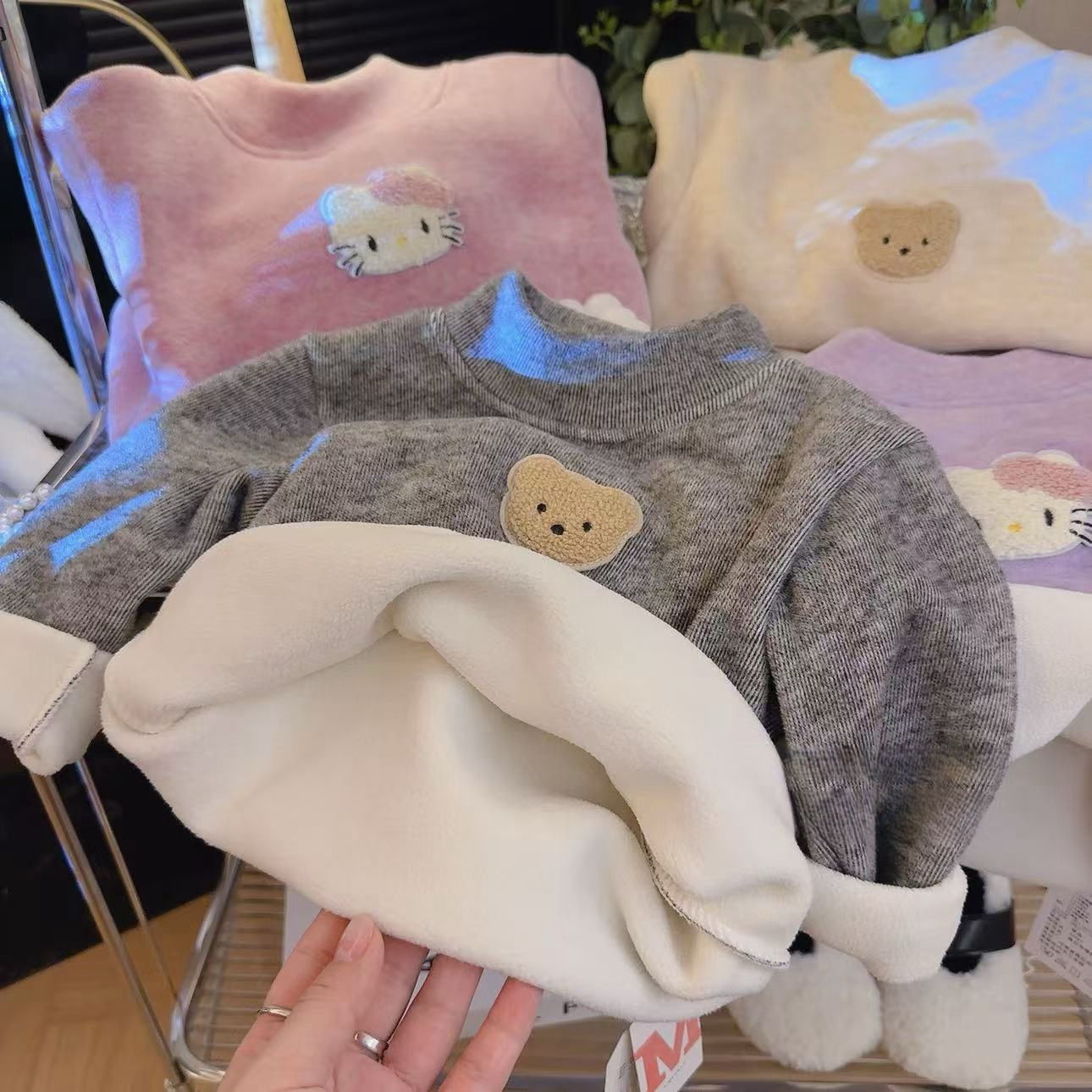 Picture of Autumn and Winter Cartoon Colorful Koala Velvet Thickened Base Shirt Top Wool Silk Warm for Boys and Girls