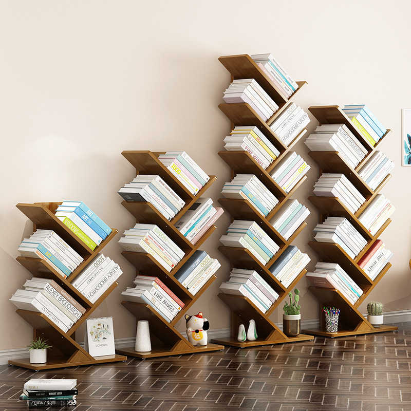 Picture of Solid Wood Floor-Standing Children's Bookshelf Multi-Layer Picture Book Rack Bookcase Student Rack Space-saving Storage Rack Living Room Tree Bookshelf