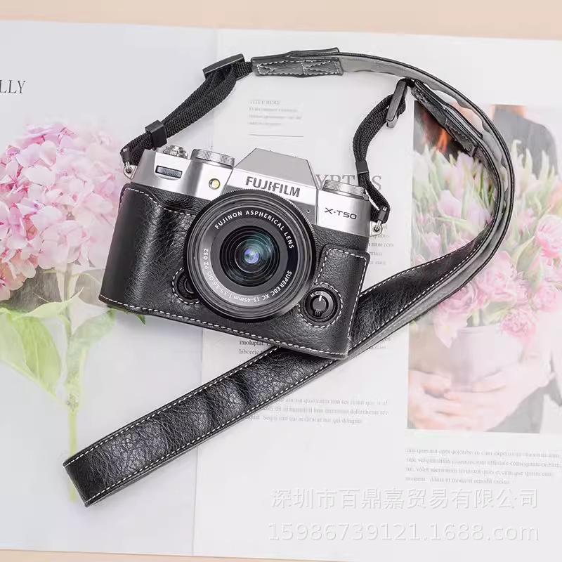 Picture of Suitable for XT50 Leather Case Base X-T50 Micro Single Camera Bag XT50 Portable Half Shoulder Photography Bag