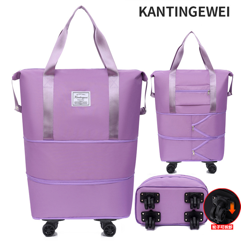 Picture of Large Capacity travel bag double-layer extended universal detachable wheel short trip cover trolley Oxford fitness anti-bag