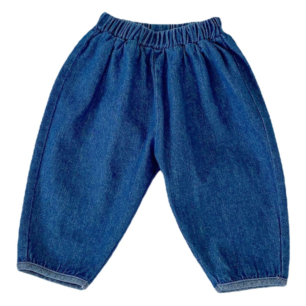 Ins 2025 New Autumn Clothing for Infants and Young Kidsren, Male and Female Babies, Cotton Denim Fashion Trendy Denim Carrot Long Pants