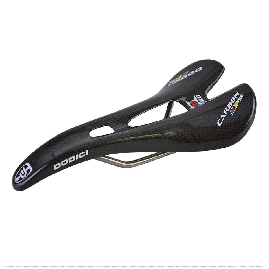 Picture of DODICI carbon fiber curved hollow cushion titanium bow round bow saddle 3K bright mountain road bike saddle
