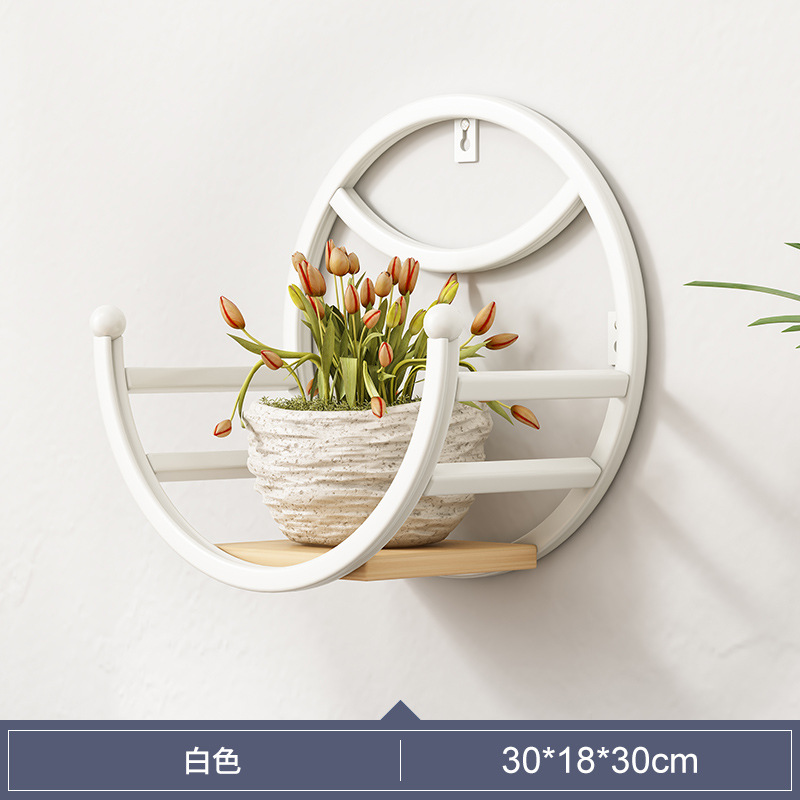 Picture of Wall-mounted Flower Rack for Living Room Balcony Ironwork Punch-free Green Rose Fleshy Flower Pot Plant Flower Shelf