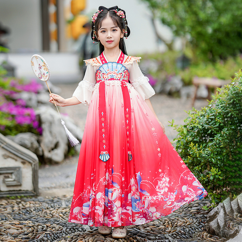 Picture of Han Dynasty Girls 2025 New Summer Chinese Style Tang Suit Children's Super Fairy Ancient Style Ruirt Girls Ancient Costume Dress