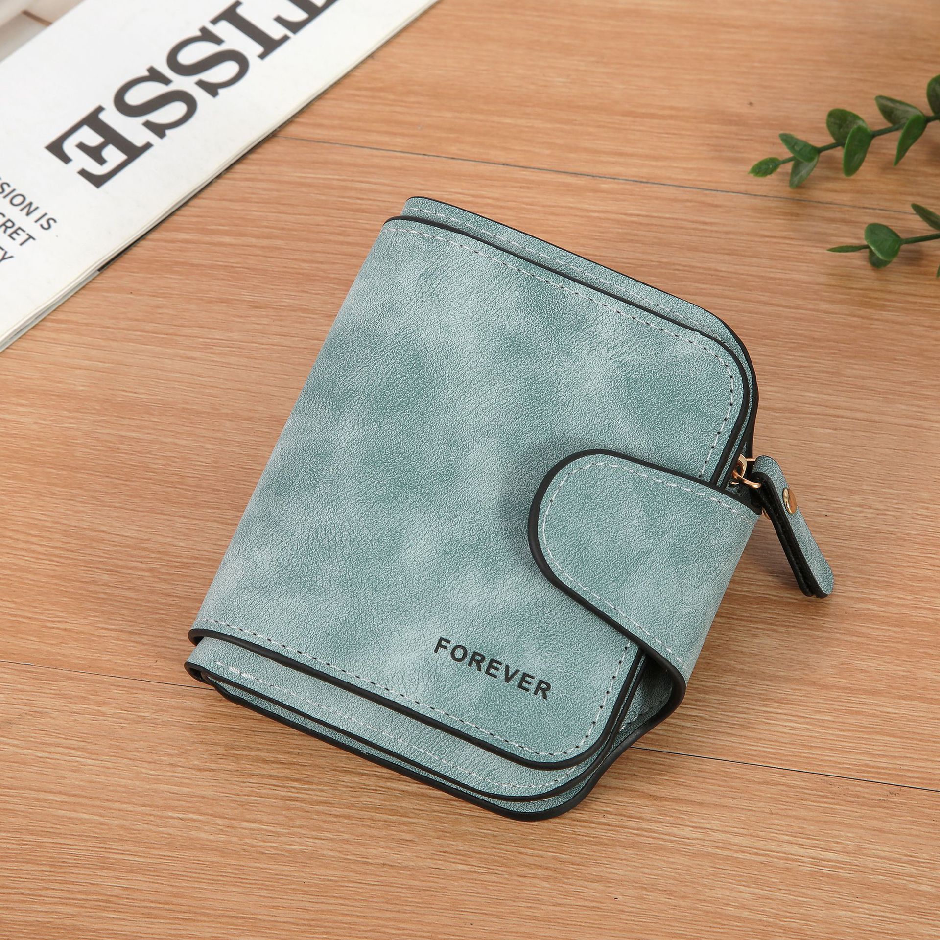 Picture of Cross-Border Retro Nubuck Leather Women's Wallet Short Multi-Card Slot Coin Purse Buckle Wallet Student Small Clutch Bag