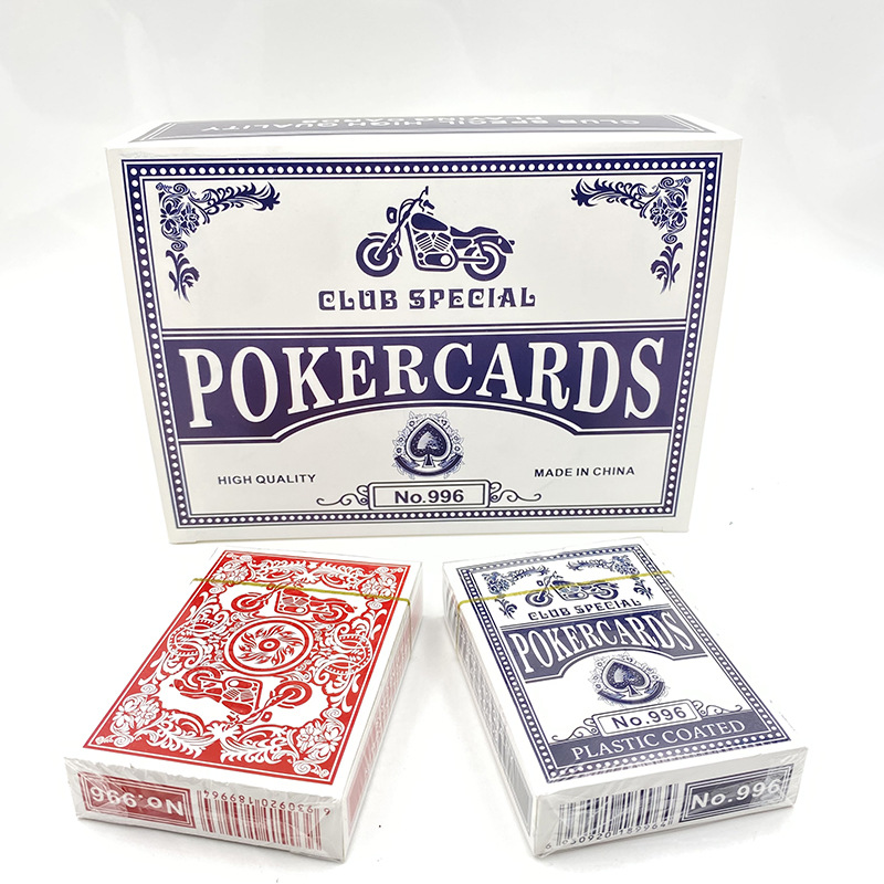 In stock foreign trade export playing cards 996 wide cards 63*88 advertising playing cards processing wholesale blue and red clothing delivery