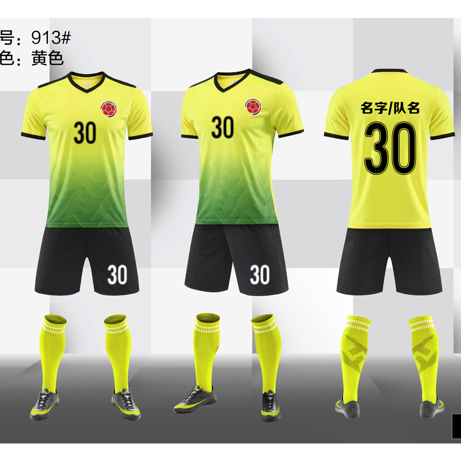 Picture of Short-Sleeved Football Clothing suit Men's and Women's Printed Football Training Clothing Competition Team Team Team Children's Light Board Football Clothing