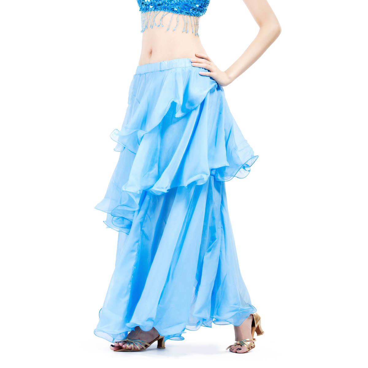Picture of Dancer spiral skirt chiffon cake skirt belly dance light elegant skirt source factory primary source