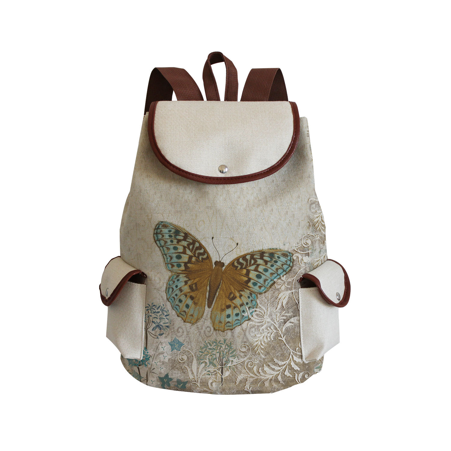 Picture of Cross-border Style Butterfly Printed Backpack ins Style Large Capacity Women's Multifunctional Backpack Portable Student Schoolbag