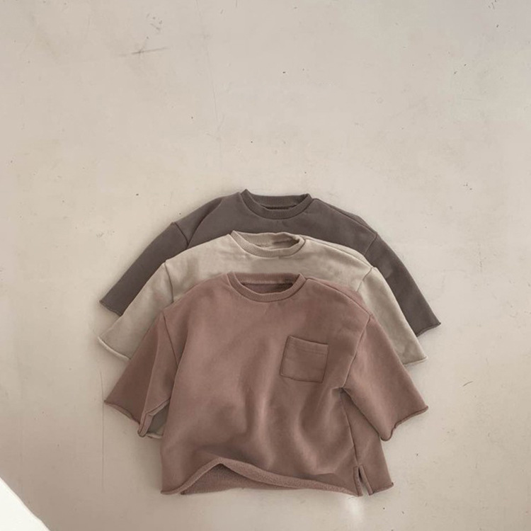 Picture of Children's Korean-style winter clothing new Japanese and Korean-style simple loose small pocket baby's thin velvet pullover sweater 3