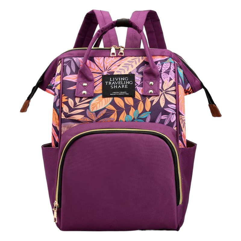Manufacturer Wholesale Printed Backpack Mommy Bag Multifunctional Large Capacity Outing Mother and Baby Backpack Bottle Bag Portable Hook