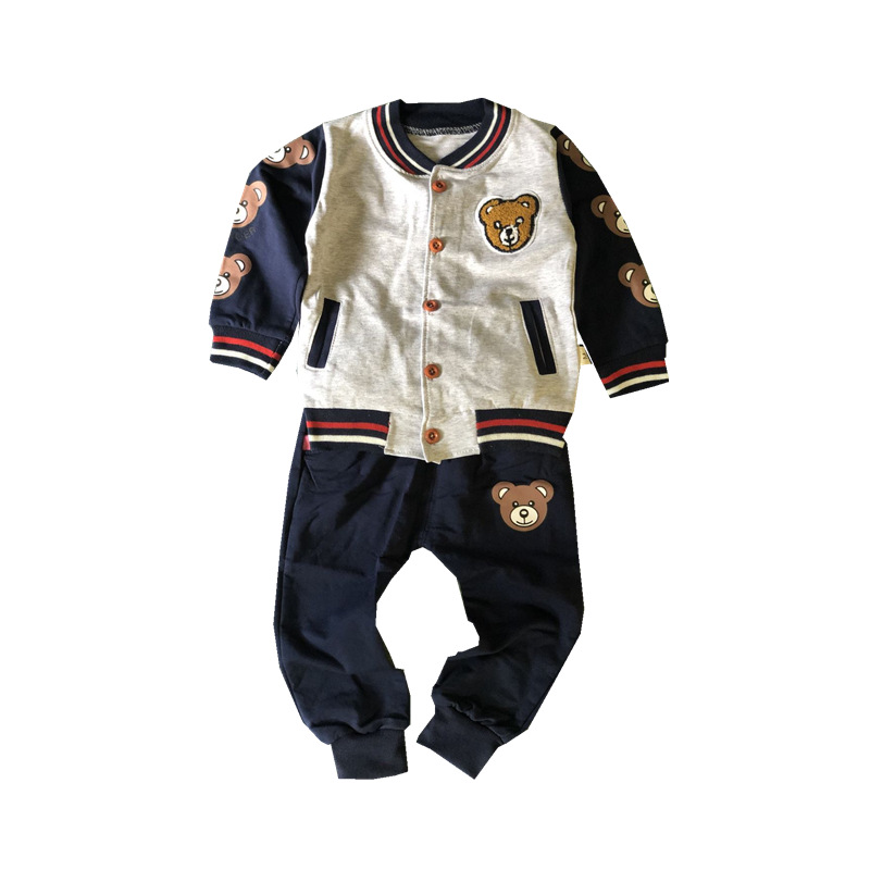 Picture of Spring and Autumn Children's Fashion Set Boys and Girls Jacket Pants Two-Piece Set Baby Cartoon Baseball Dress Set