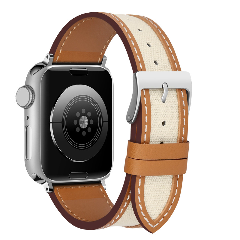 Picture of Spot Suitable for Apple Watch Genuine Leather Strap Apple Iwatch987654Se Contrasting Color Fashion Wristband