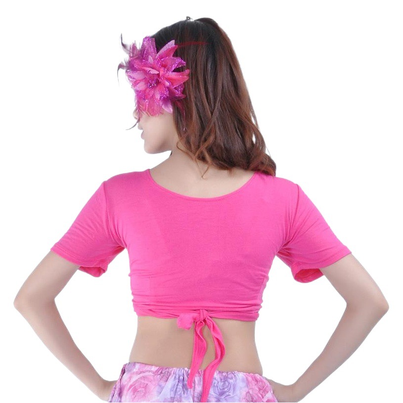 mercerized cotton strap short sleeve top, belly dance supplies, belly dance short sleeve top, fitness short sleeve top