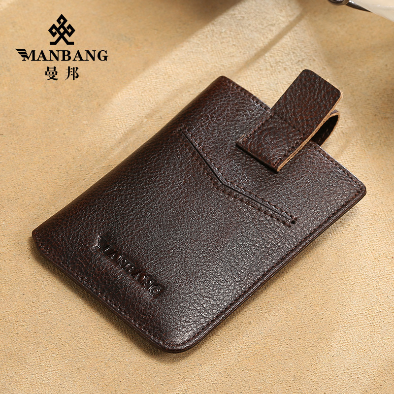 Picture of Cross-Border Dropshipping Manbang Men's Card Holder Anti-Theft Brush Thin First-Layer Cowhide Driver's License Leather Case Compact Mini Card Holder