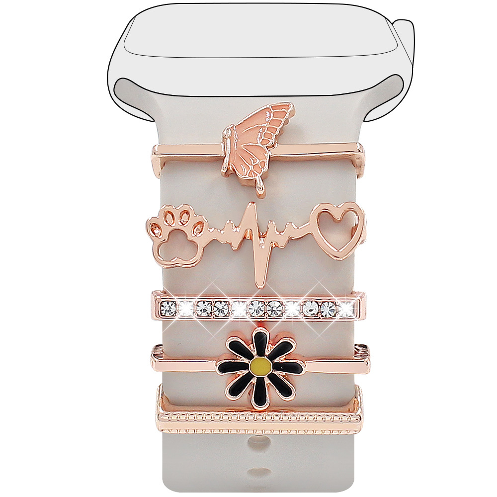 Picture of Suitable for Apple Watch Decorative Ring Apple watch Smart Silicone Strap Diamond Butterfly Star Decoration