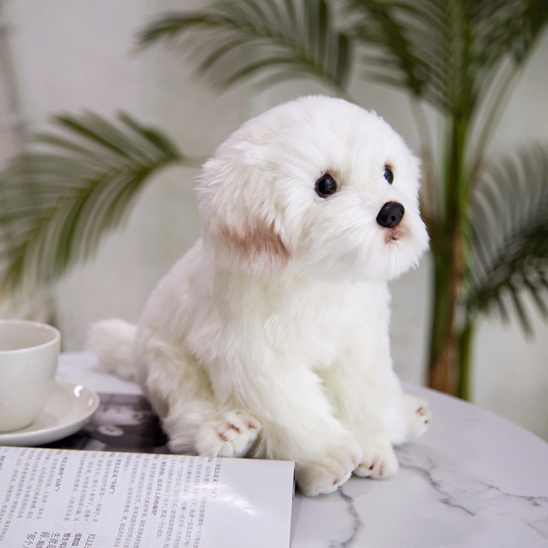 Picture of Simulation marzis dog doll cute plush toy white dog decoration soothing doll birthday gift