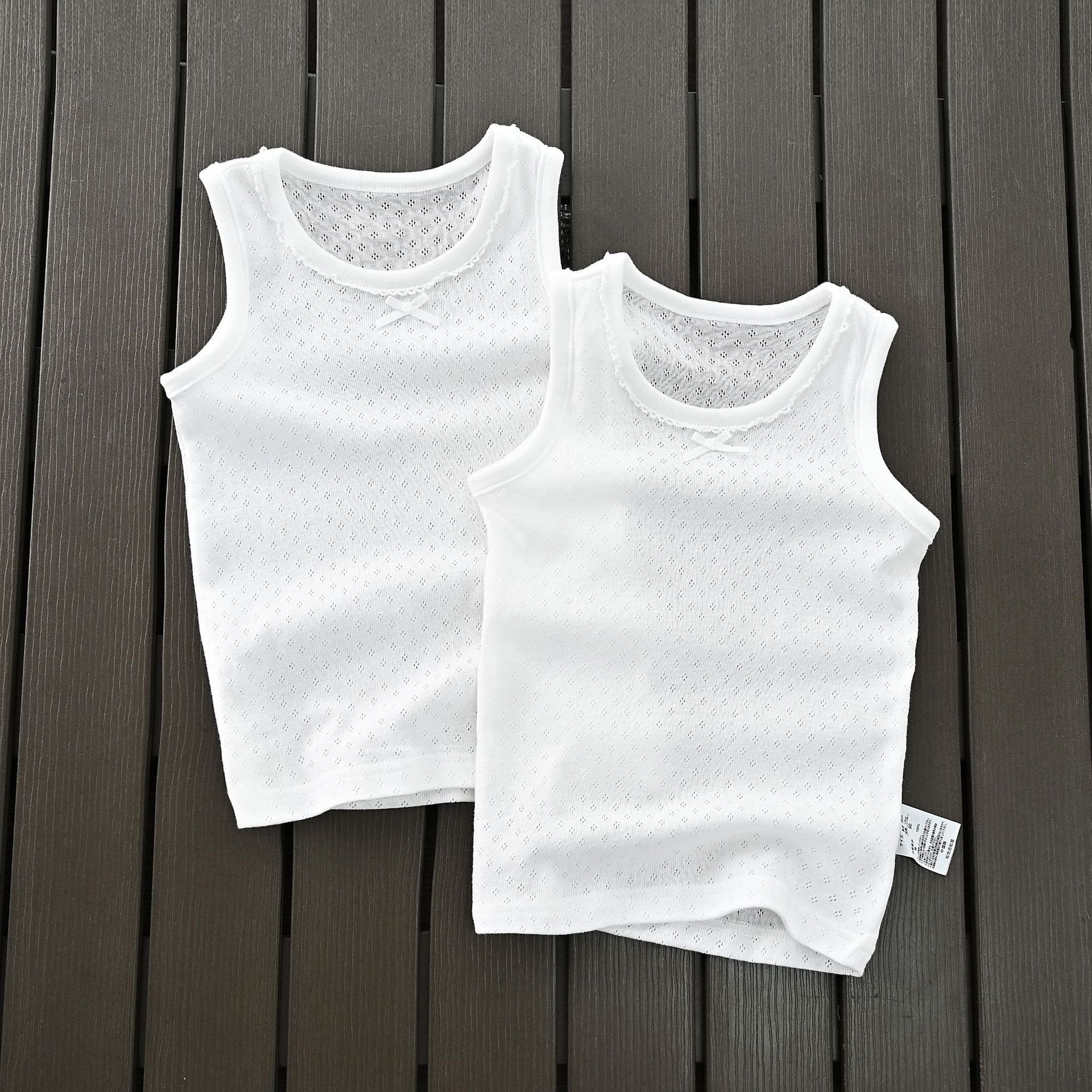 Picture of Distribution Export Kidsren's Clothing Source Factory Japanese Style Mesh Cut Out Cotton White Kidsren's Base Vest Sweat-Absorbent Men