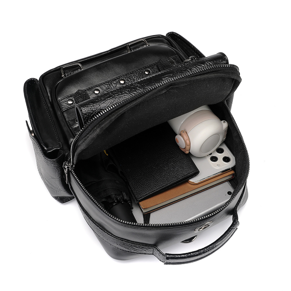 Picture of Cross-border new bag women's Gothic large capacity Women's backpack skull embroidered portable backpack computer bag