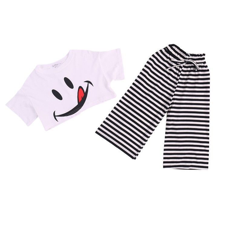 Picture of Summer Children's Wear Korean Style Children's Short-sleeved Suit Western Style Cute Girl Baby's T-shirt Anti-mosquito Pants Two-piece Children's Wear